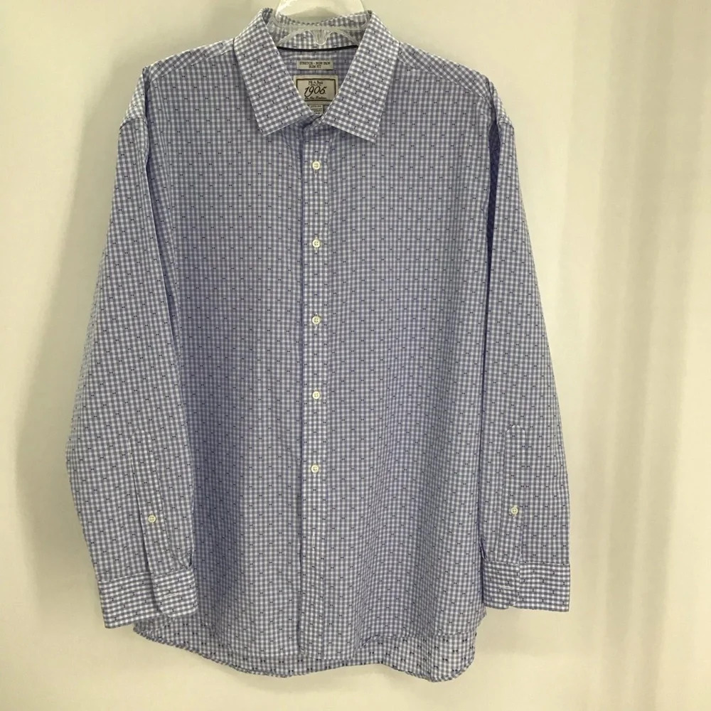 Brooks Brothers 1905 Stretch Non-Iron Slim-Fit Button-Up Shirt Size 17.5” 34”